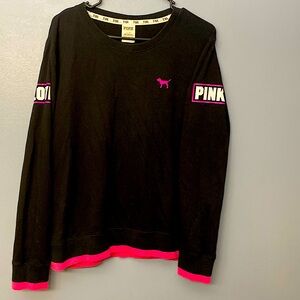 VICTORIA'S SECRET PINK BLACK AND HOT PINK PULLOVER SWEATSHIRT SIZE Large